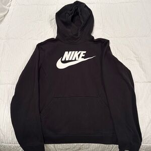 Black Nike Hoodie with white swish size XL Boys/kids